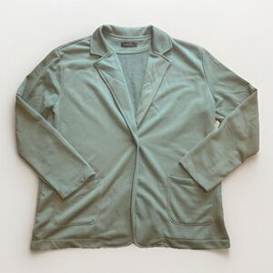 Womens Jersey Coatigan Jacket Button Cardigan Size 2XL Casual Knit Sage Green